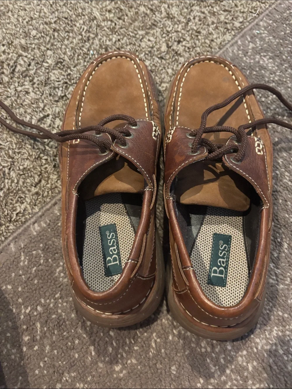 Bass Men’s Brown Leather Lace-Up Boat Shoes